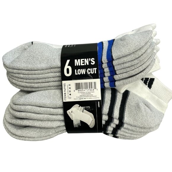 NEW Adidas Men's Size 6-12 Low Cut Cushioned Socks 6-Pack - Picture 1 of 5